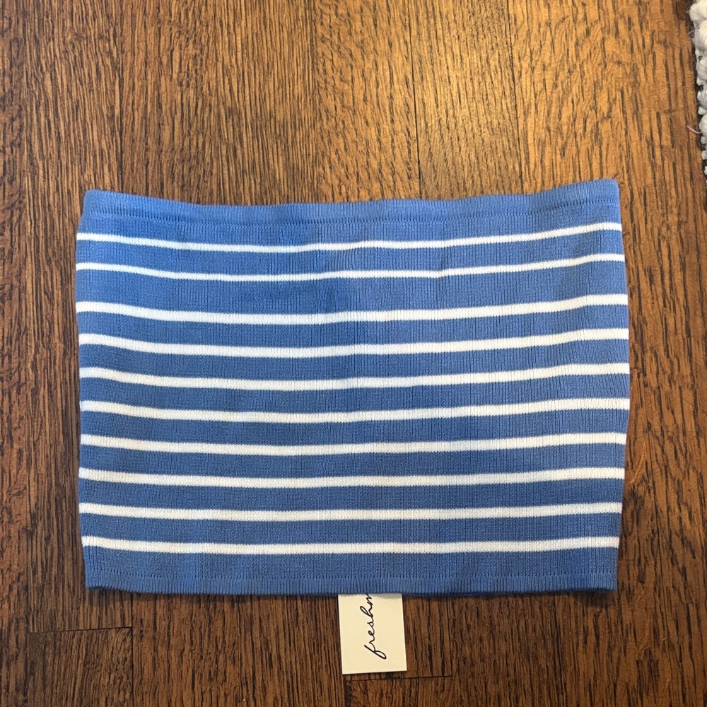 Blue and White Striped Crop Top